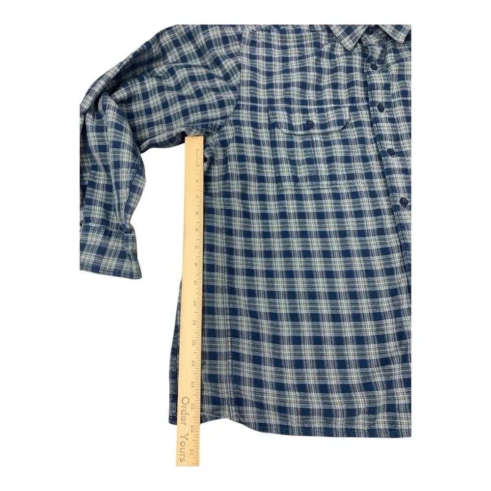 The North Face Flannel Shirt, Long Sleeve, Blue Plaid, Men’s Size Large